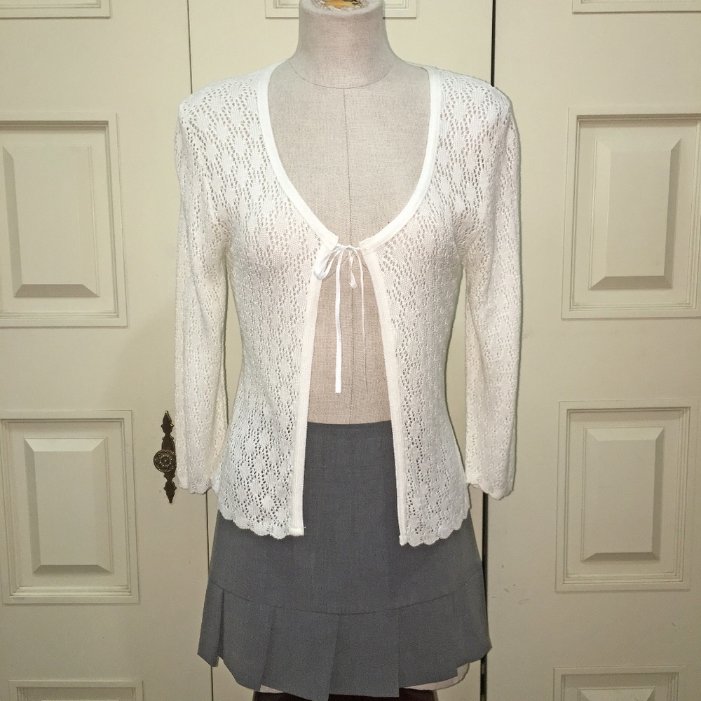 Charlotte Russe White Cover Up Croquet Sweater Top